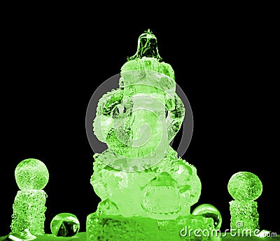 Guan Yu ice sculpture green Editorial Stock Photo